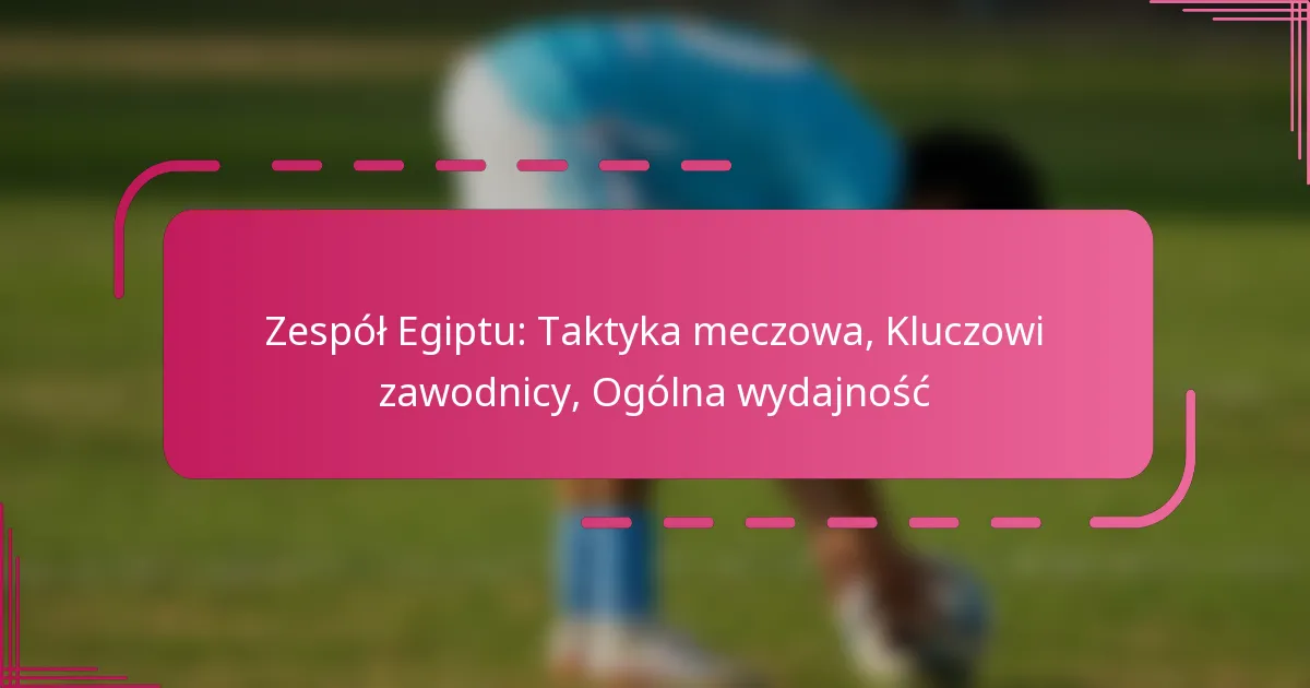 Zespół Egiptu: Taktyka meczowa, Kluczowi zawodnicy, Ogólna wydajność