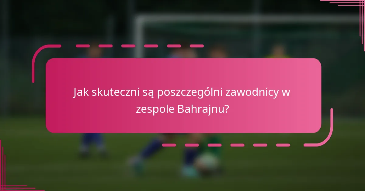 Jak skuteczni są poszczególni zawodnicy w zespole Bahrajnu?