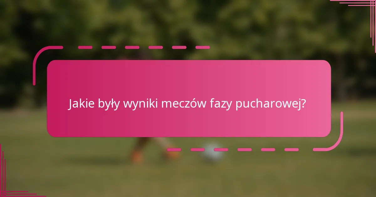 Jakie były wyniki meczów fazy pucharowej?