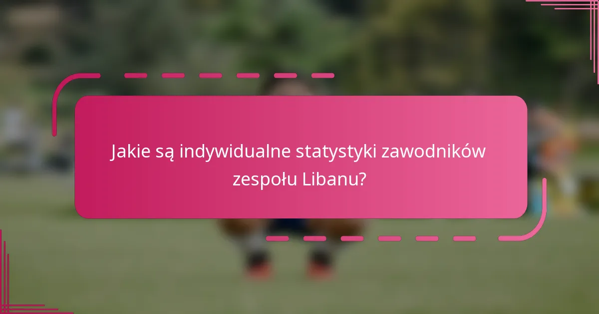 Jakie są indywidualne statystyki zawodników zespołu Libanu?