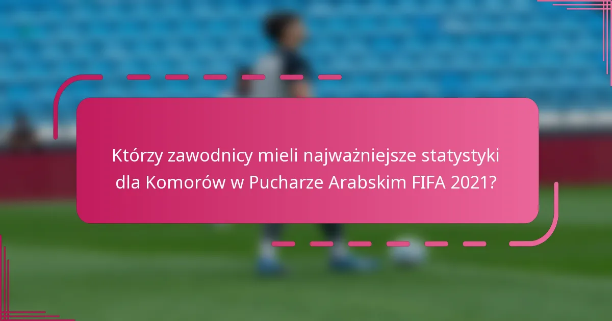 Którzy zawodnicy mieli najważniejsze statystyki dla Komorów w Pucharze Arabskim FIFA 2021?